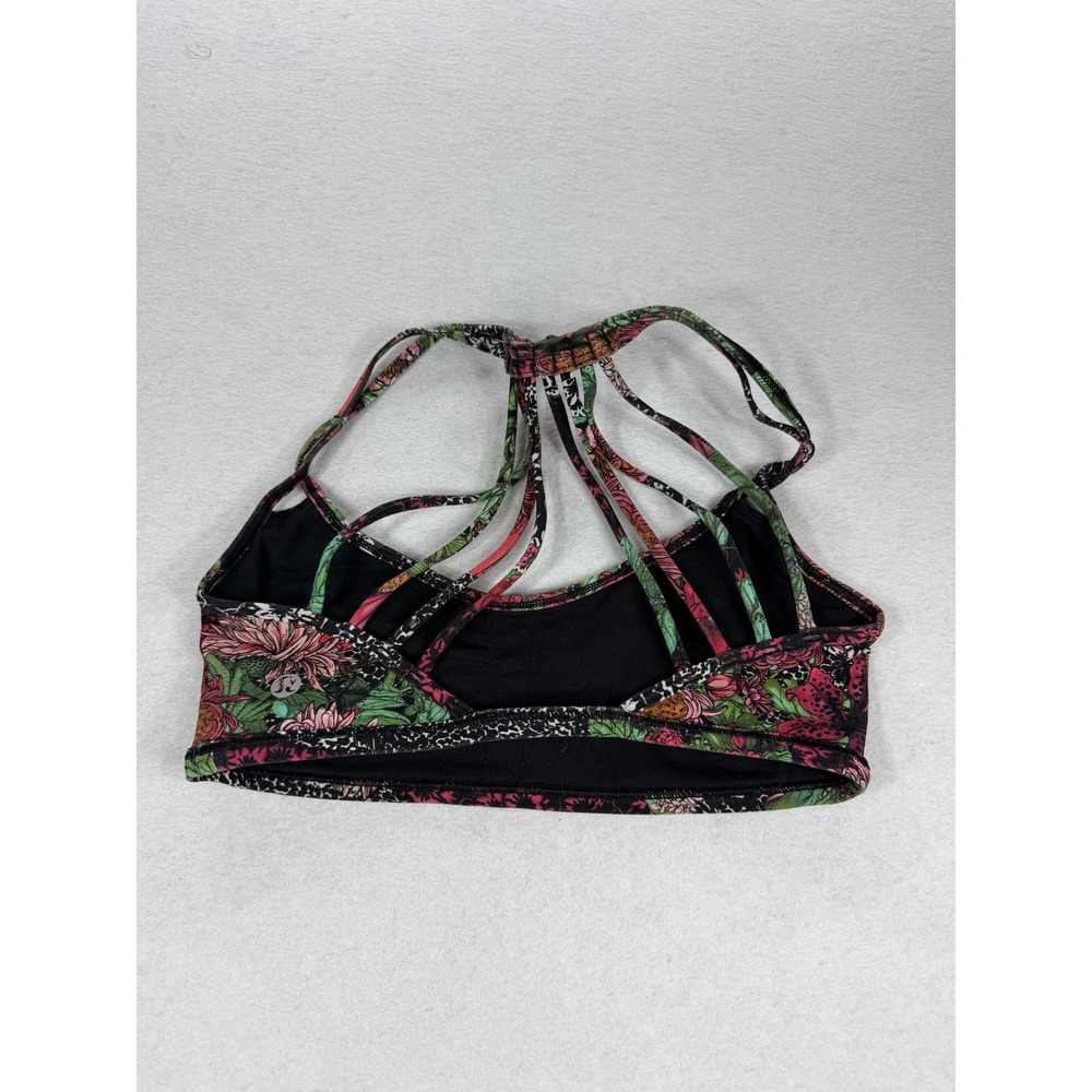 Lululemon Free To Be Wild Sports Bra Floral Leopard Print Strappy Back Multi